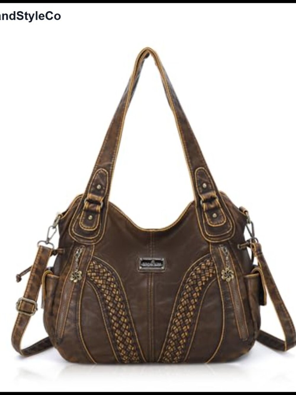 Washed PU Leather Tote Bag Shoulder Crossbody Hobo Purse Women